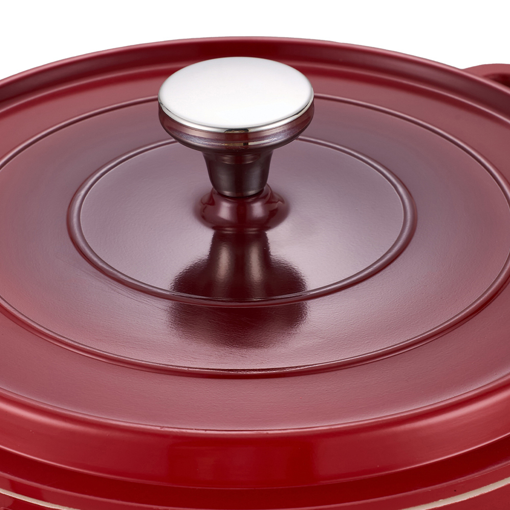 Living and Home 4.75L Red Non-Stick Cast Aluminium Enamelled Cooking Pot with Lid Image 5
