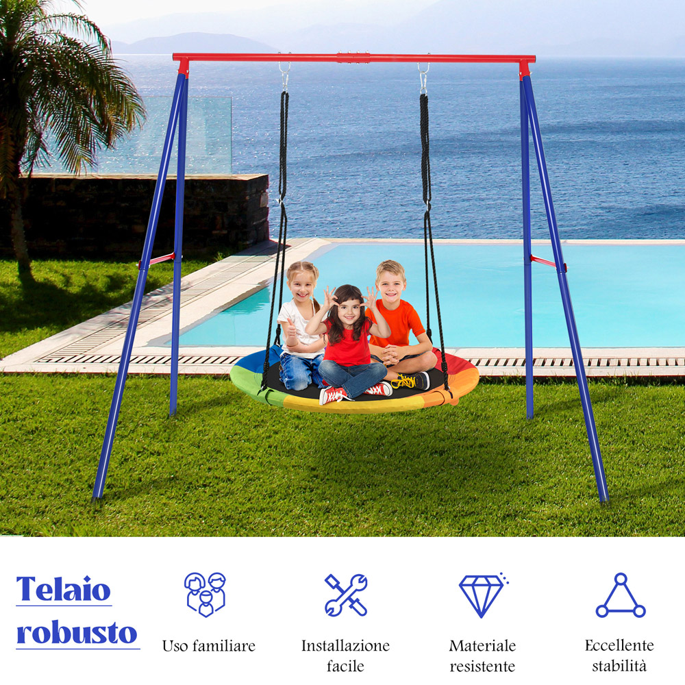 Costway Blue and Red Metal Swing Frame with Ground Stakes and Carabiners Image 6