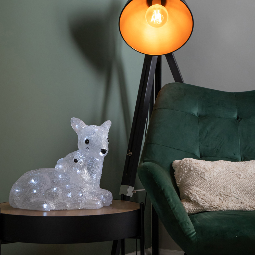 Samuel Alexander 40 Cool White LED Light-Up Ice Frosted Doe and Fawn Christmas Decoration 27cm Image 2