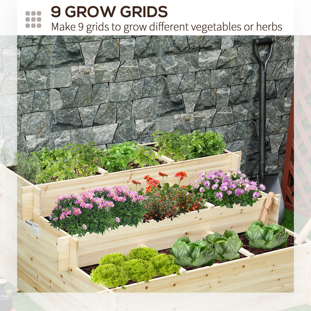 Outsunny 3-Tier Wooden Raised Garden Bed Image 6