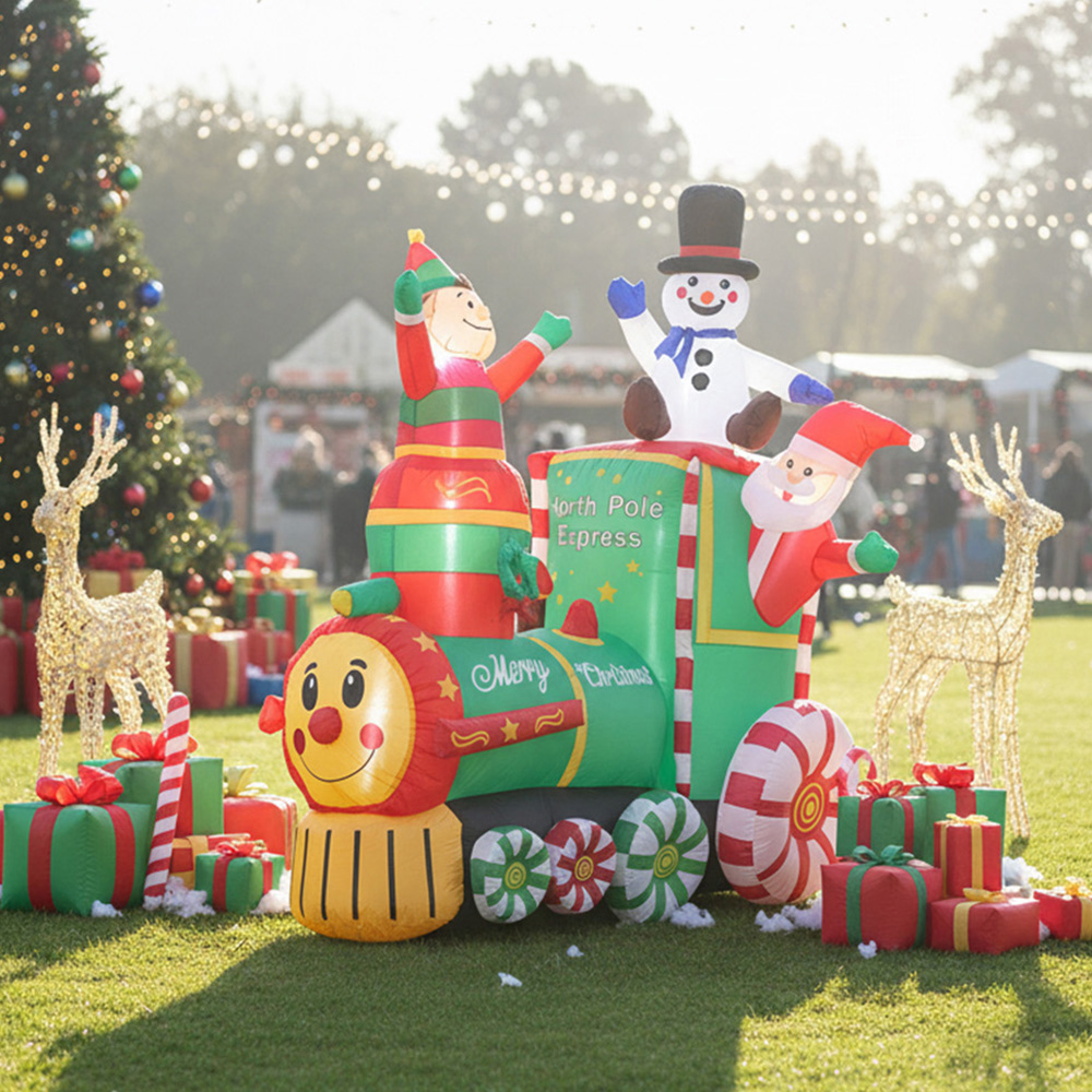 Living and Home Inflatable Polar Express Train LED Christmas Decoration 6.1ft Image 8