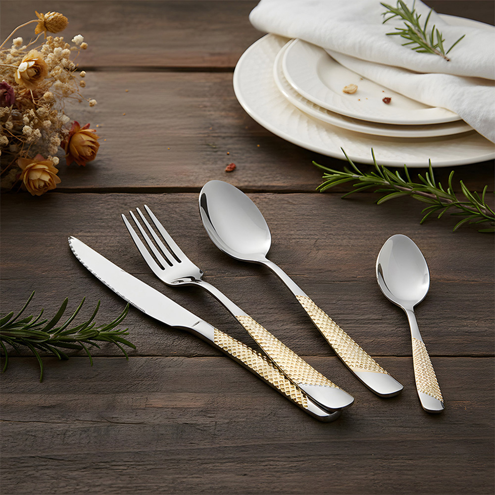 Living and Home 40 Piece Gold and Silver Stainless Steel Cutlery Set Image 2