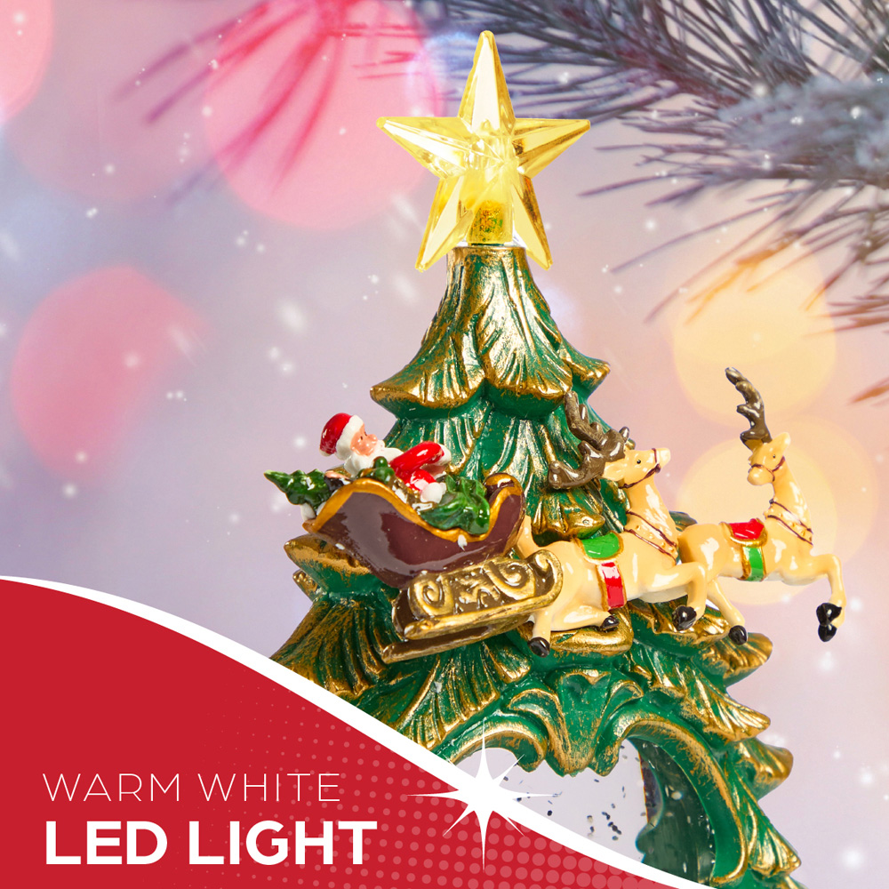The Christmas Workshop Warm White LED Xmas Tree with Santa Light Up Snow Globe 26cm Image 6
