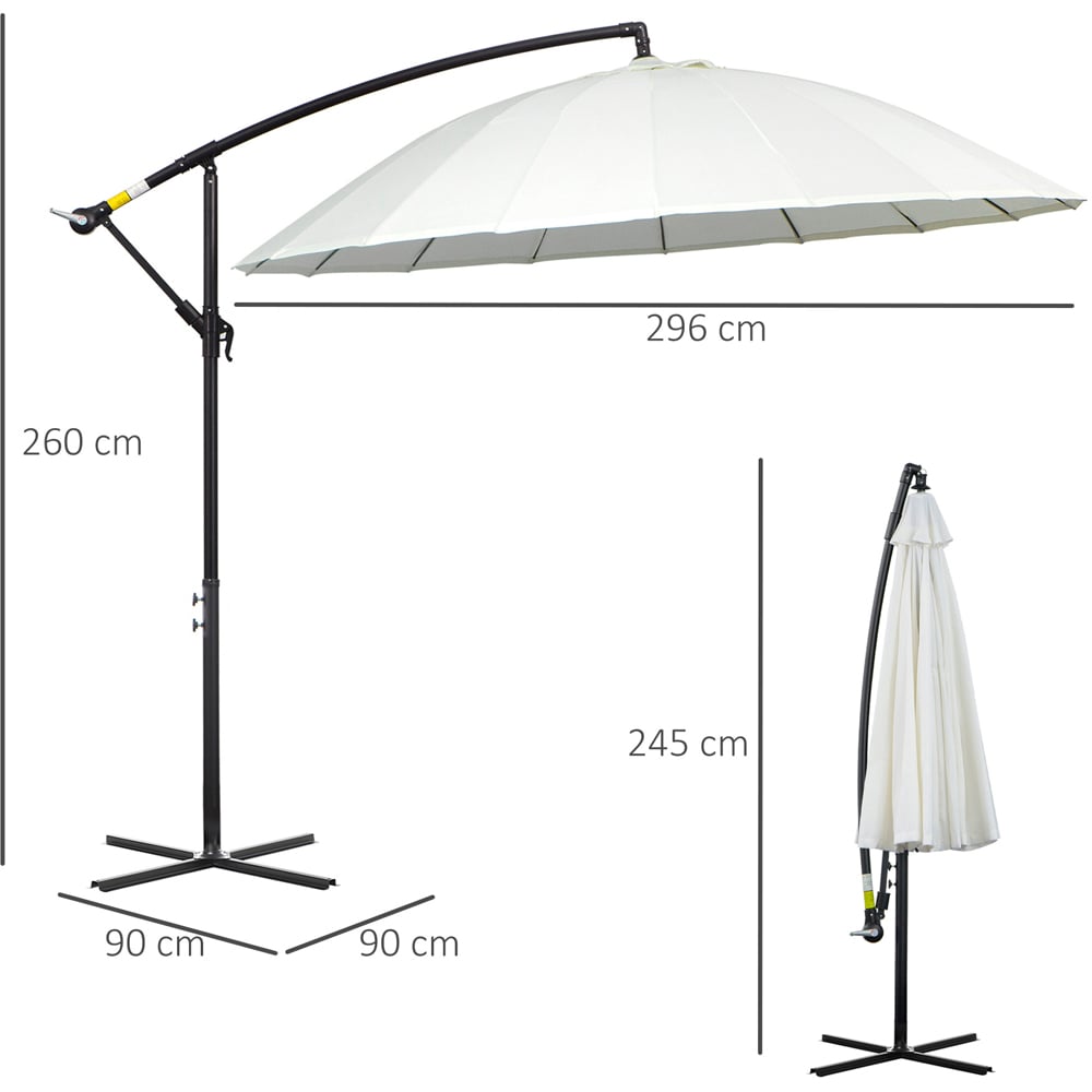 Outsunny Off White Crank Handle Cantilever Banana Parasol 3m Image 7