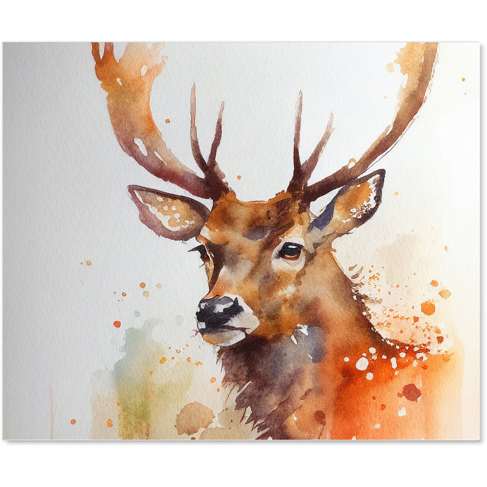 Warren Reed Designer Majestic Stag Watercolour Glass Kitchen Splashback 75 x 90cm Image 2
