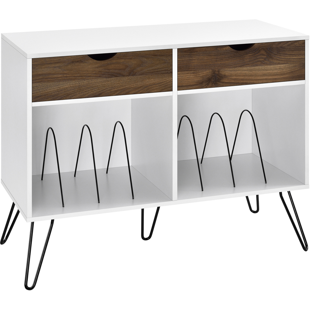 Novogratz Harmony 2 Drawer White and Oak Turntable Stand Image 4