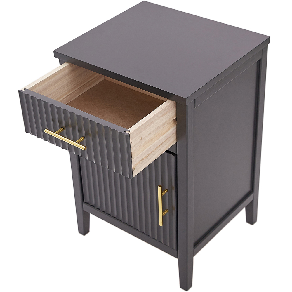 Monti Single Door Single Drawer Charcoal Bedside Table Image 5
