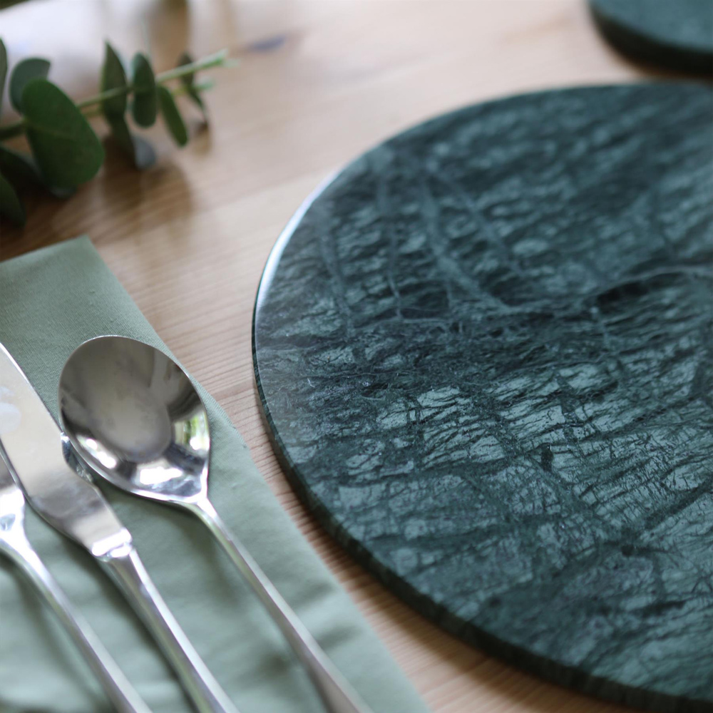 Argon Tableware Green Round Marble Placemat 30cm 6 Pack Image 3