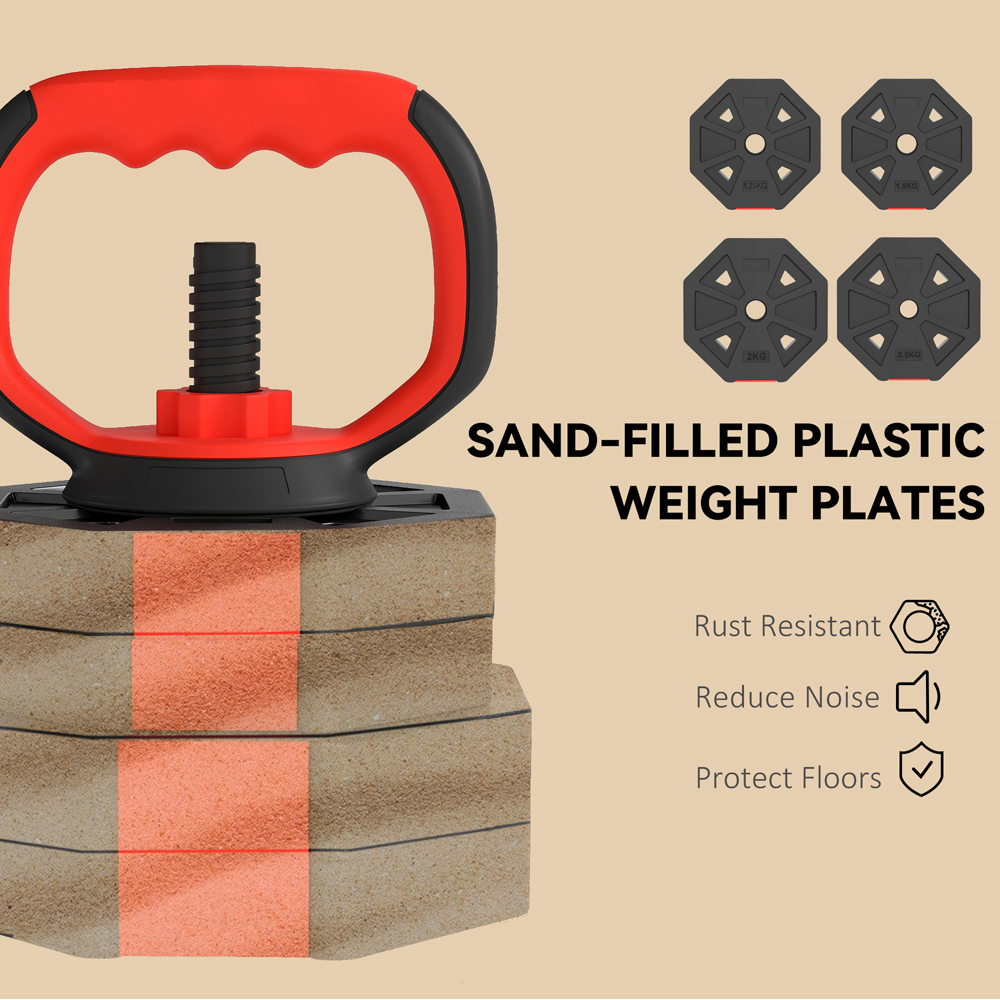 SPORTNOW 6-in-1 Red Adjustable Weight Set 30kg Image 7