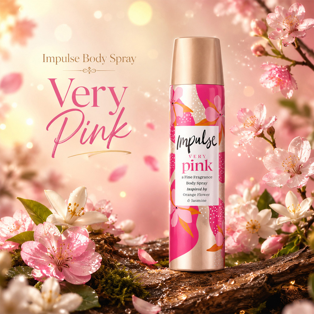 Impulse Very Pink Blend of Natural Scents Body Spray Deodorant 75ml 6 Pack Image 6