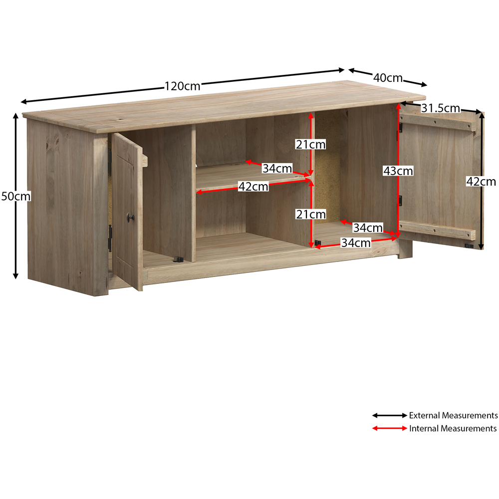 Vida Designs Panama 2 Door Pine TV Unit Image 7