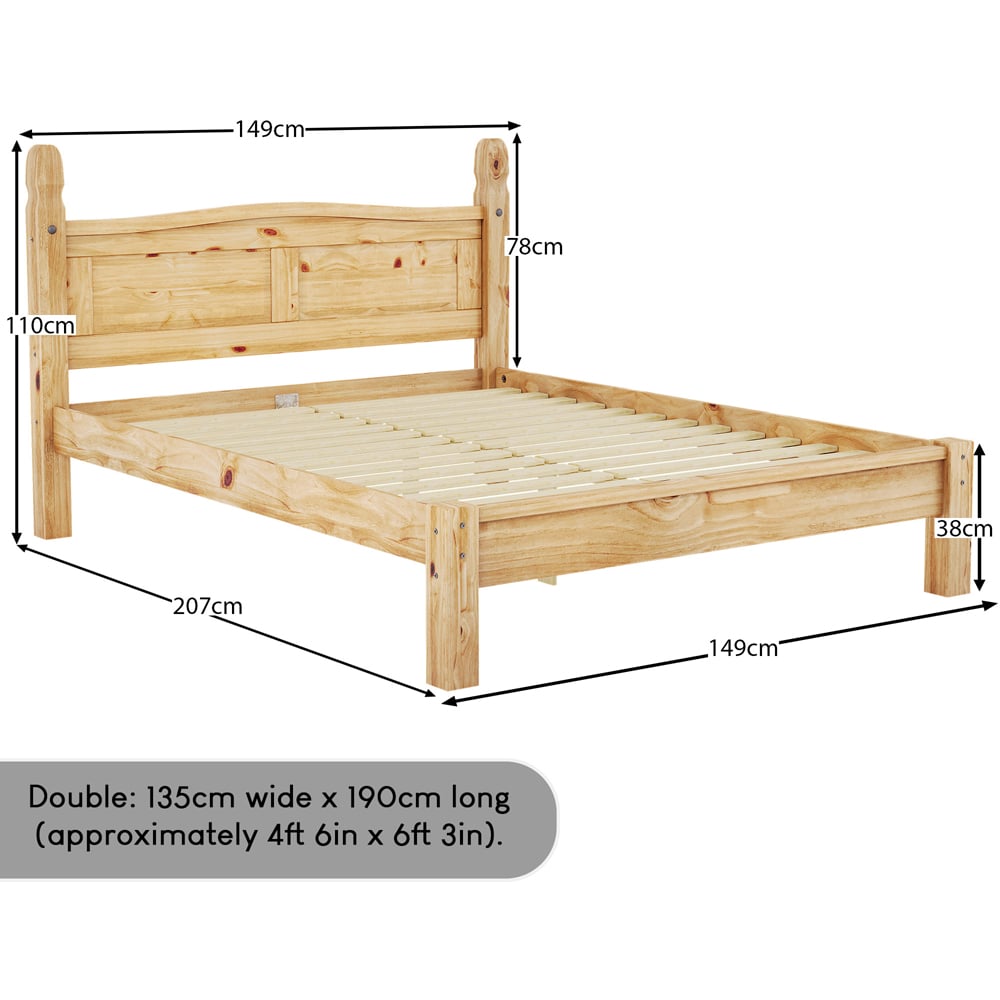 Vida Designs Corona Double Pine Low Foot Wooden Bed Frame Image 7
