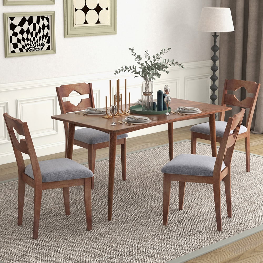 Costway Set of 2 Brown Fabric Dining Chairs Image 5