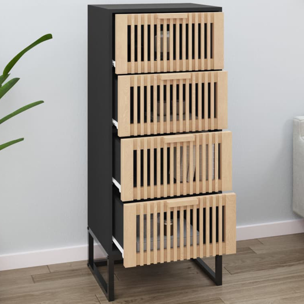 vidaXL 4 Drawer Black Highboard Image 1