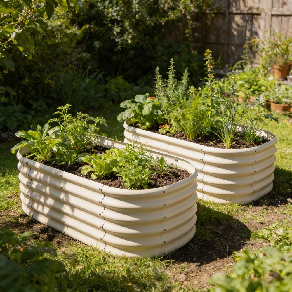 Harbour Housewares Ivory Rounded Galvanised Steel Raised Garden Bed 120 x 60cm Image 2