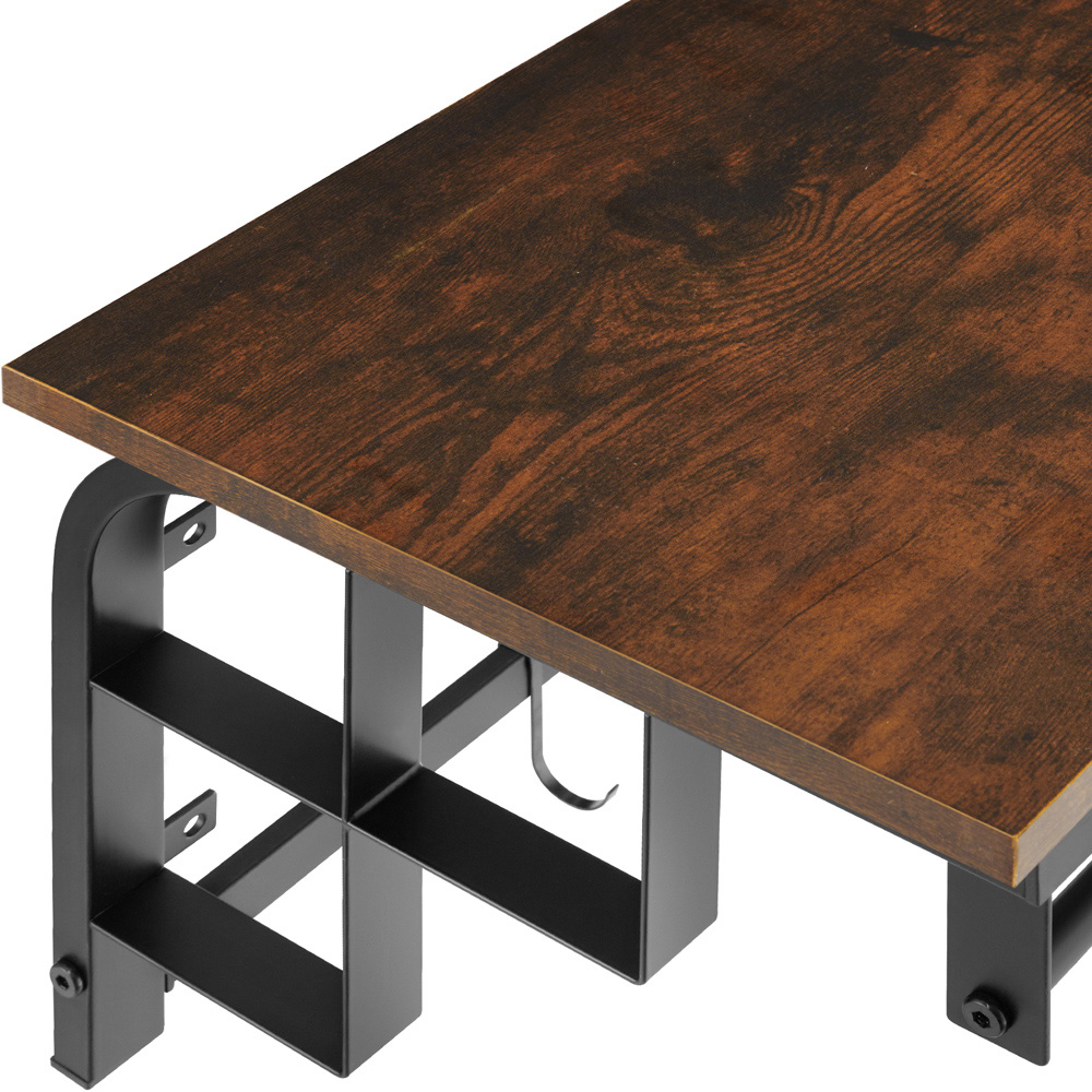tectake 5 Hook Dark Wood Coat Rack with Hanging Rail Image 5