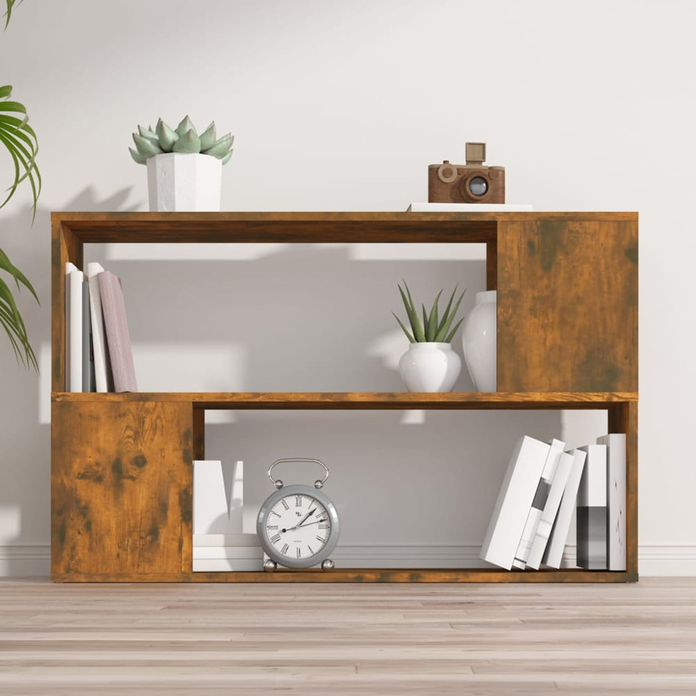 vidaXL 2 Shelf Smoked Oak Bookcase Image 1
