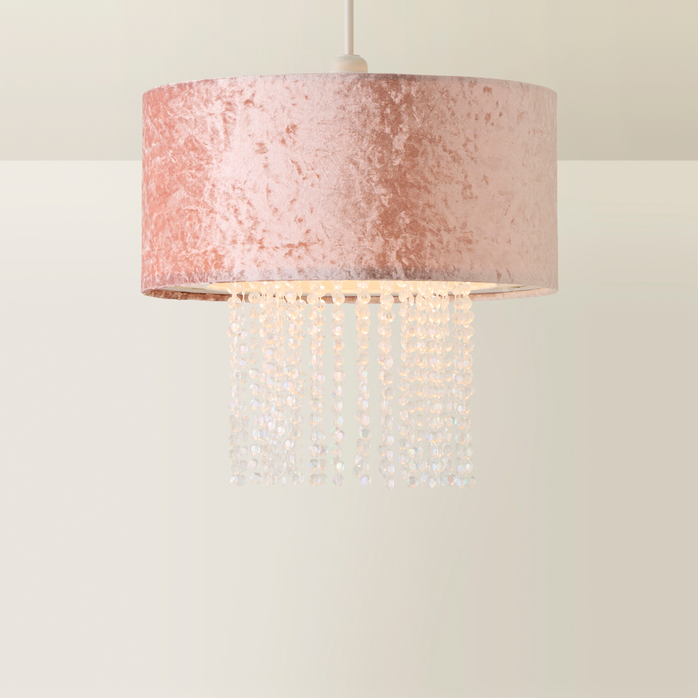 ValueLights Boland Dusky Pink Velvet Droplets Pendant Shade Image 5