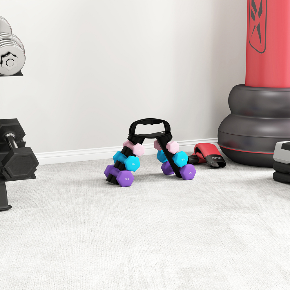 SPORTNOW Pink Hex Dumbbell Set with Storage Rack 6 Pack Image 8