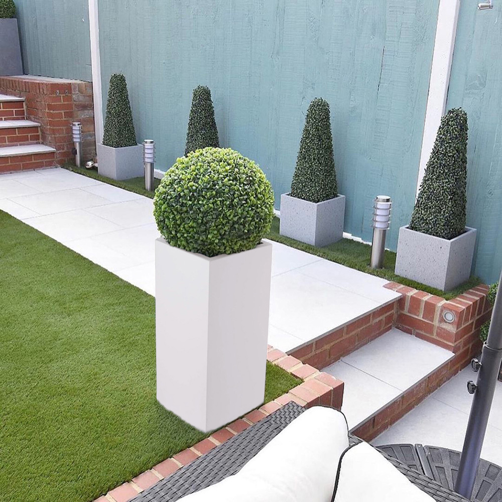 wilko White Light Concrete Outdoor Planter 70cm Image 6