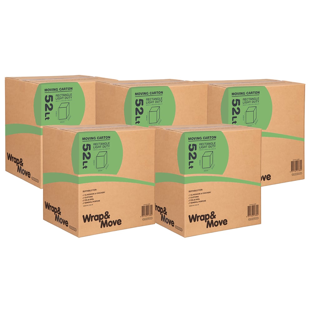 Wrap & Move Large Moving Box 52L 5 Pack Image 1