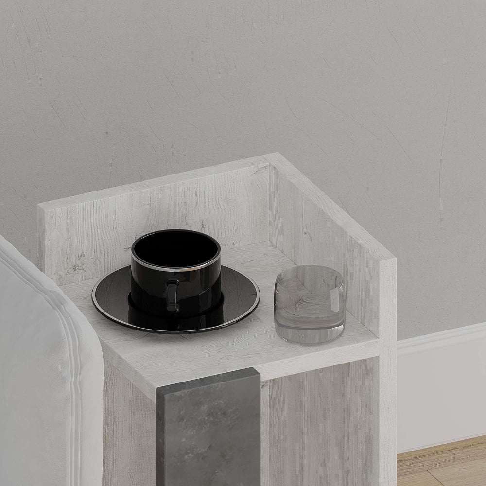Decortie Elos 2 Shelf Ancient White Retro Grey Modern Right Module Bedside Table Image 3