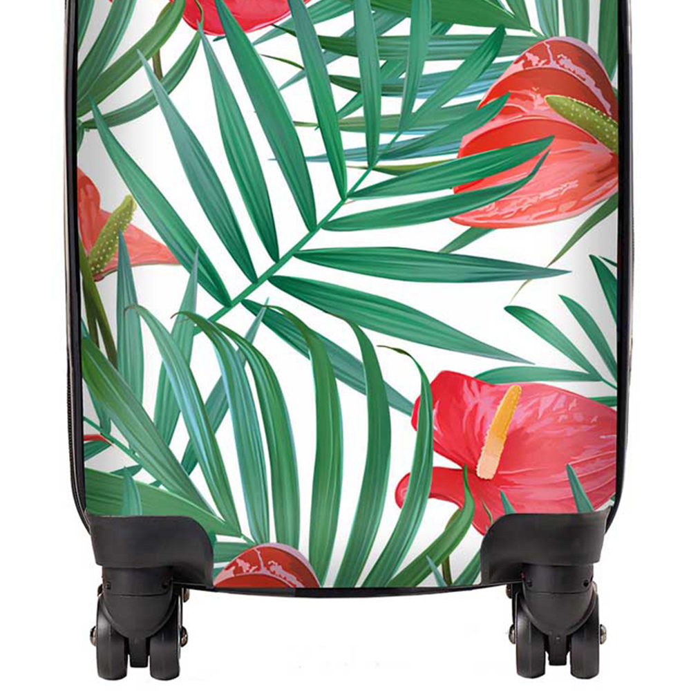 Warren Reed Designer Small Tropical Flowers and Palm Leaves Suitcase Image 2