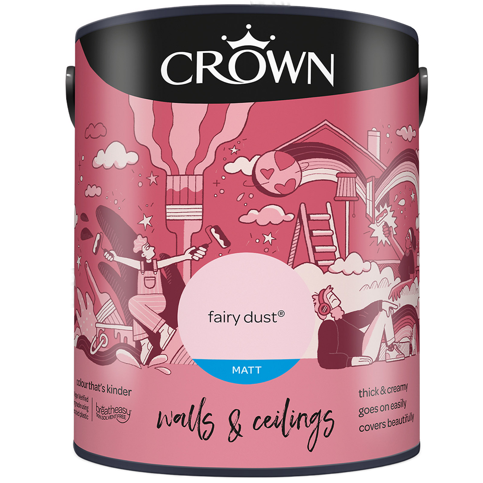 Crown Breatheasy Walls & Ceilings Fairy Dust Matt Emulsion Paint 5L Image 2