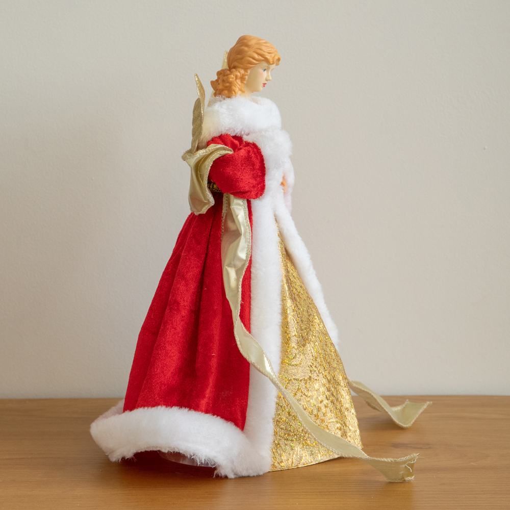 Samuel Alexander Traditional Gold and Red Angel Christmas Tree Topper 30cm Image 8