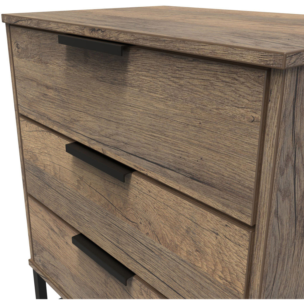 Crowndale Hong Kong 3 Drawer Vintage Oak Midi Chest of Drawers Ready Assembled Image 5
