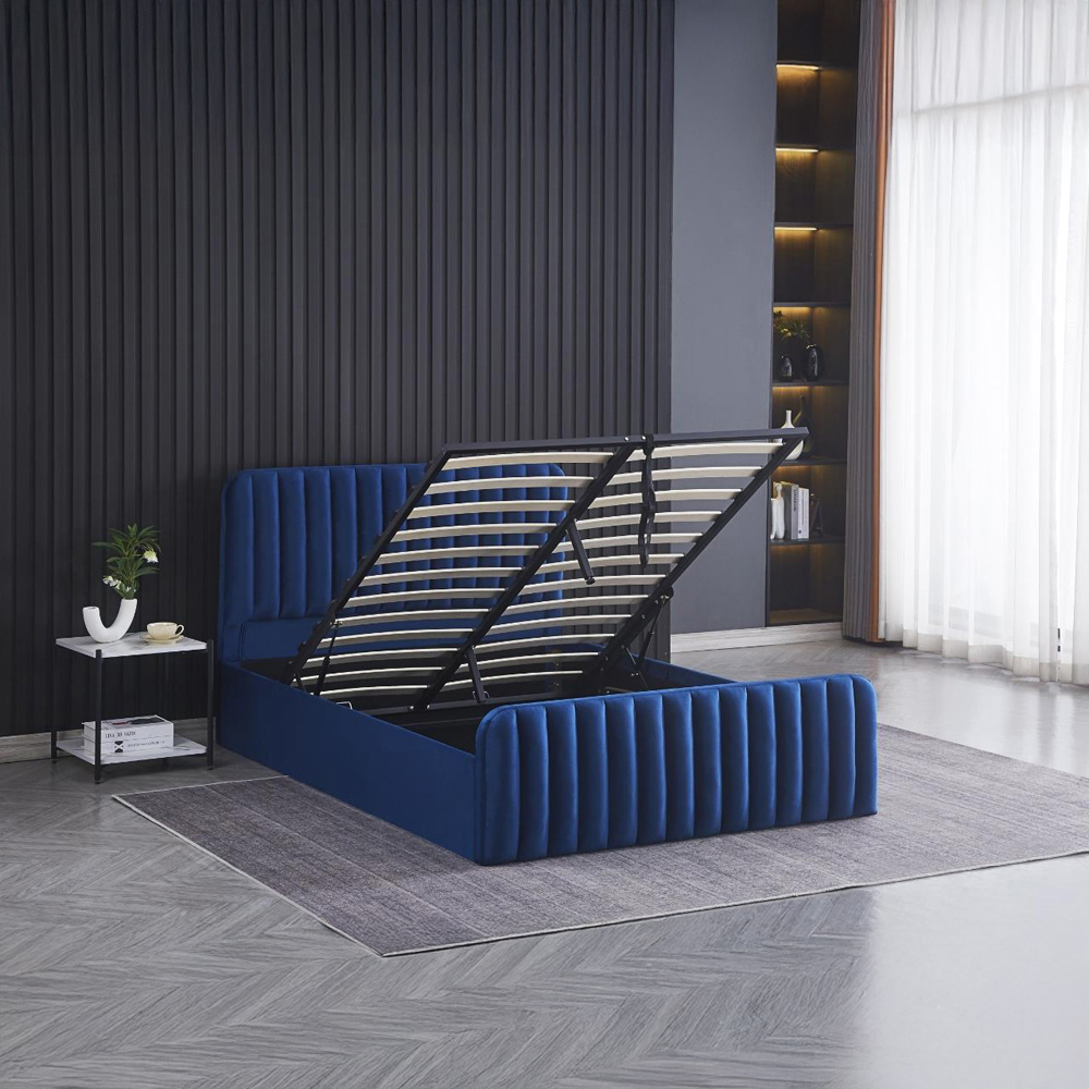 Kosy Koala Small Double 4ft Blue Velvet Ottoman Storage Bed Image 5