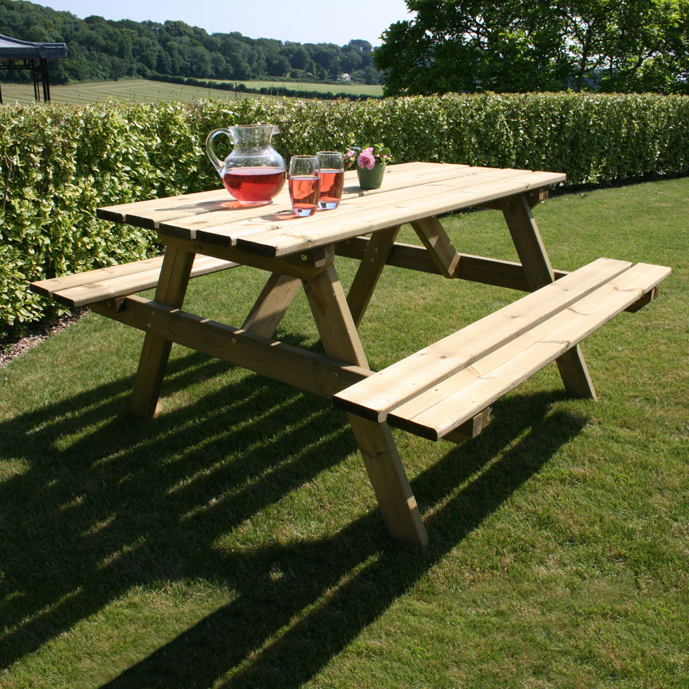Charles Bentley 4 Seater Timber Picnic Table and Bench Set Image 1