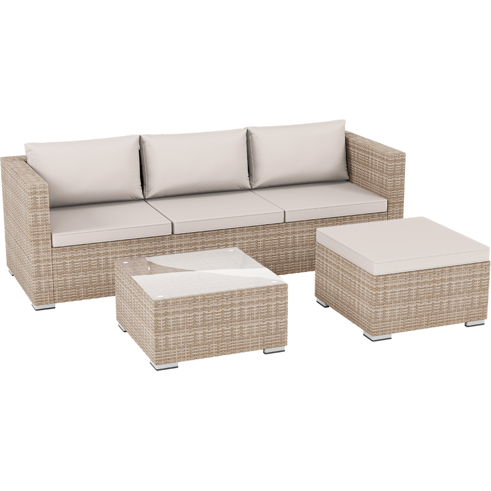 GARDEN VIDA Hampton 4 Seater Natural PE Rattan Garden Corner Lounge Set Image 2