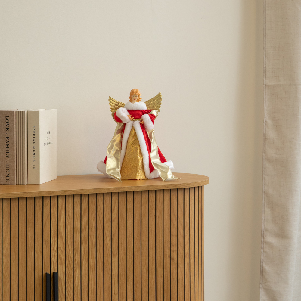 Samuel Alexander Traditional Gold and Red Angel Christmas Tree Topper 30cm Image 9