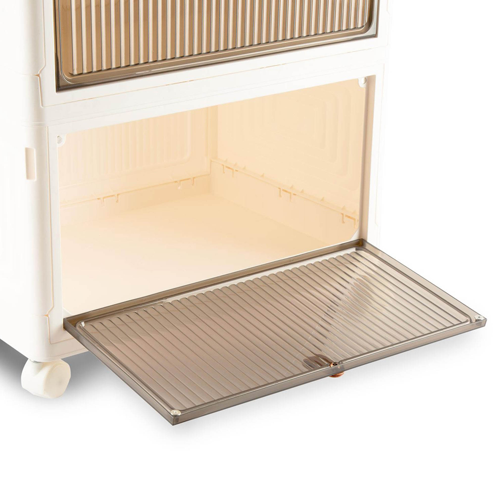 Sewing Online YN6008-6-WHITE 6-Tier White Plastic Stackable Storage Box with Lid and Wheels Image 4
