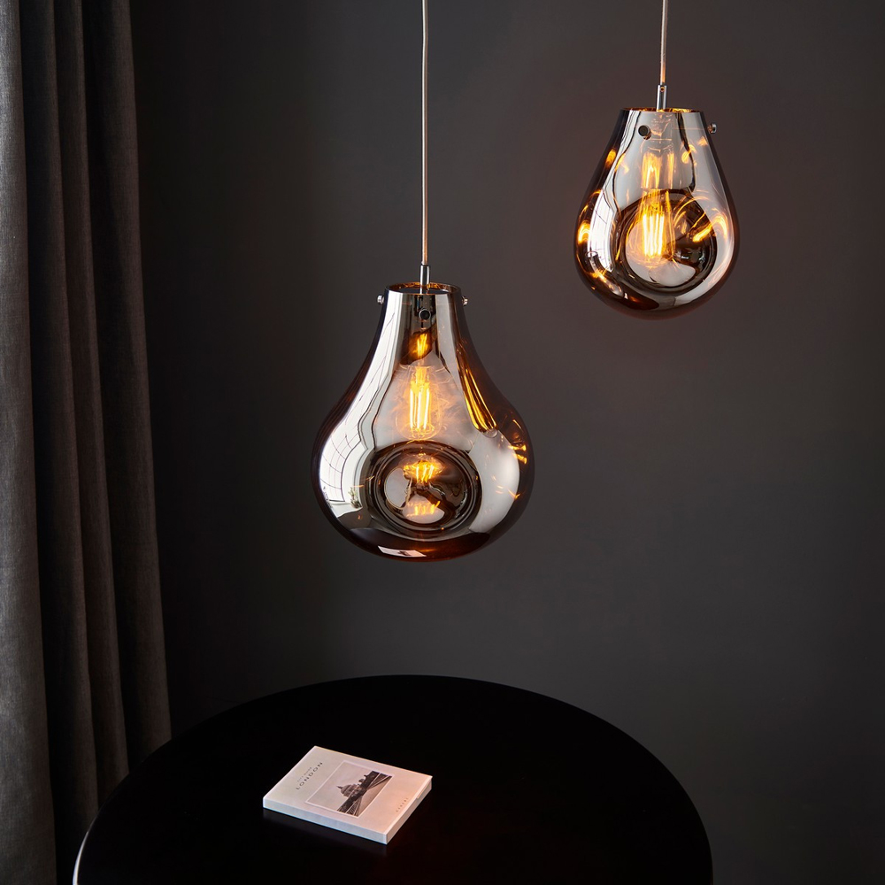 Merano Perugia Small Metallic Glass Chrome Pendant Ceiling Lamp Image 8