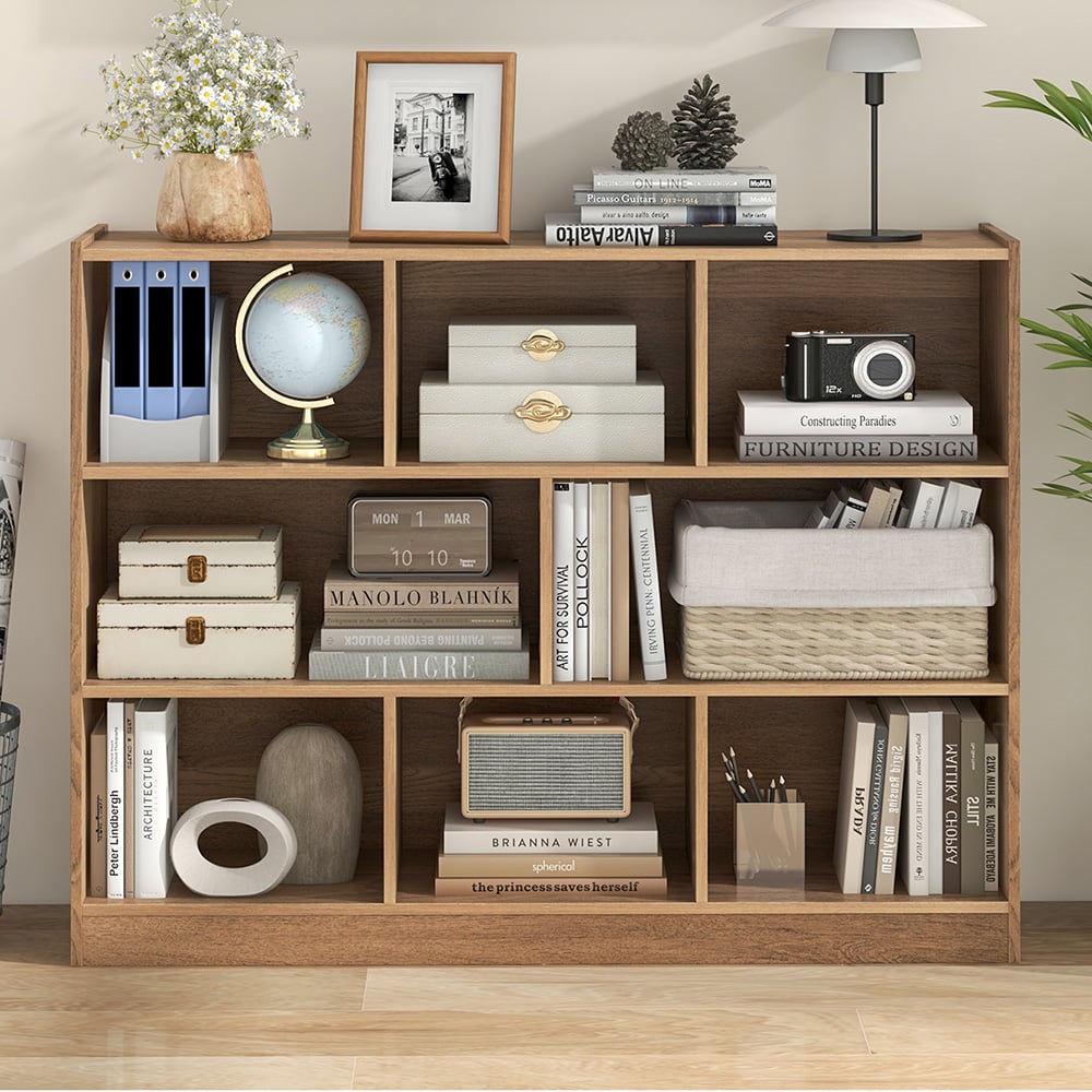 Costway 8 Cube Natural Wooden Bookcase Image 1