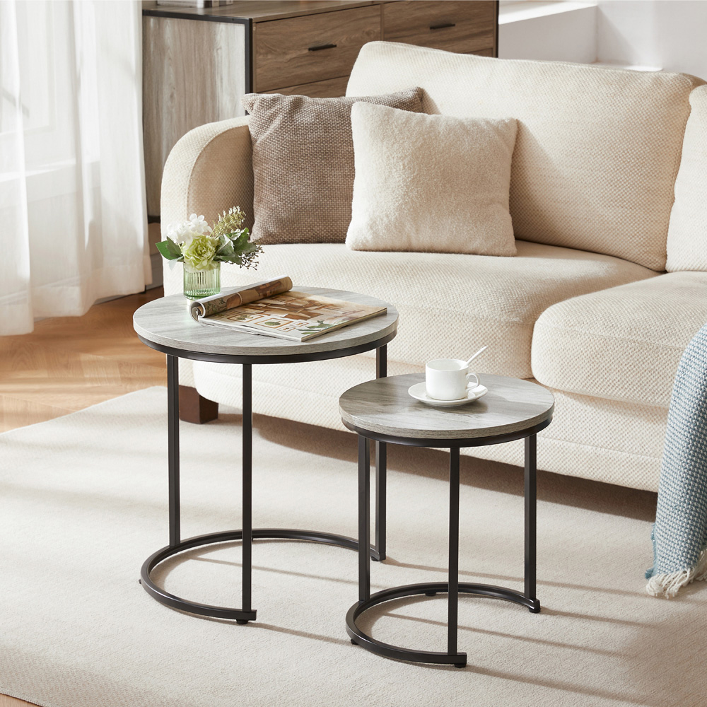 VIDA DESIGNS Brooklyn Grey Nest of Tables Set of 2 Image 5