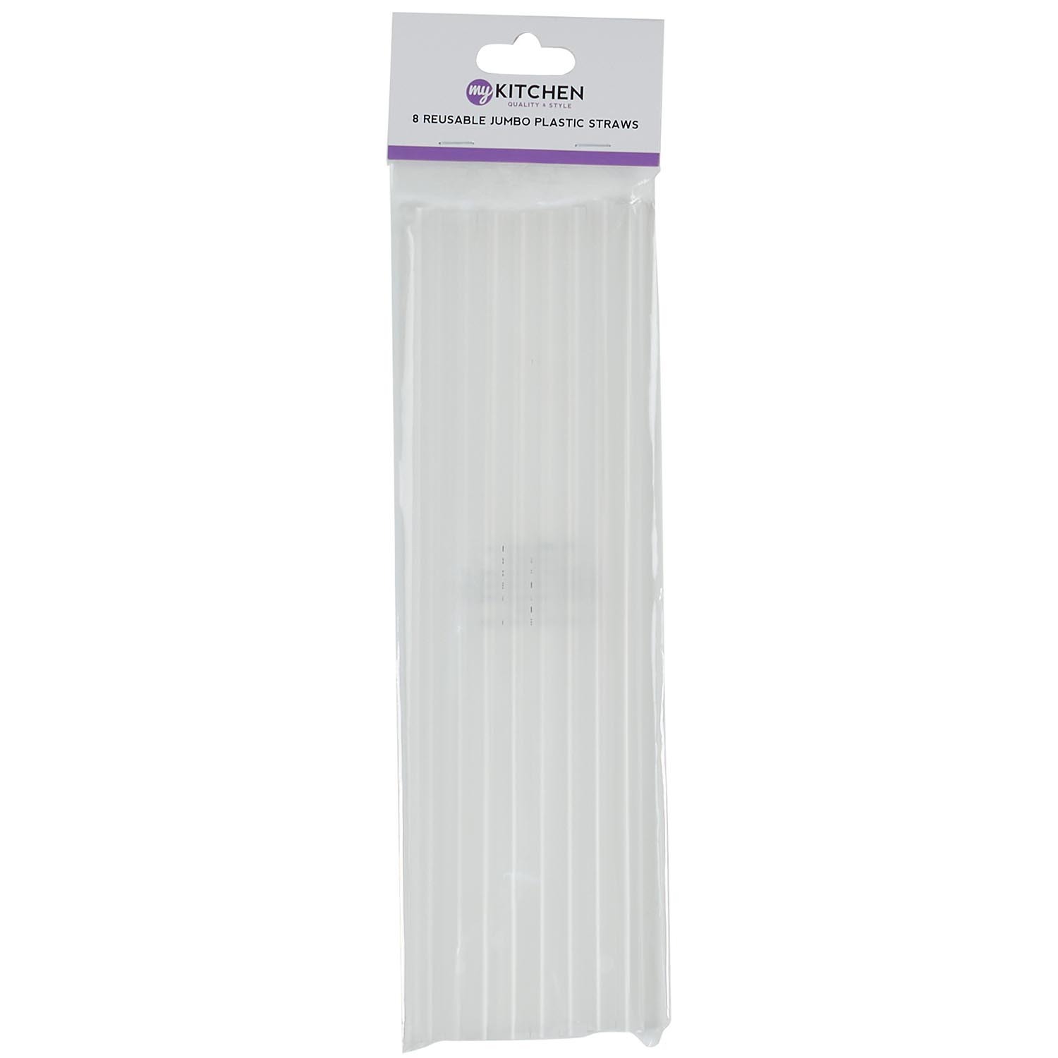 Pack of 8 Reusable Jumbo Plastic Straws - Clear Image 1