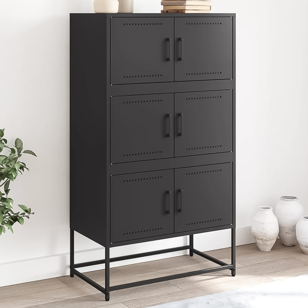 vidaXL 6 Door Black Metal Sideboard Image 1