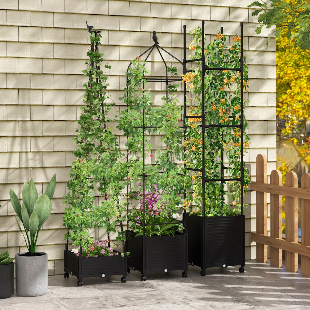 Costway Black Climbing Plants Obelisk Garden Trellis Image 2