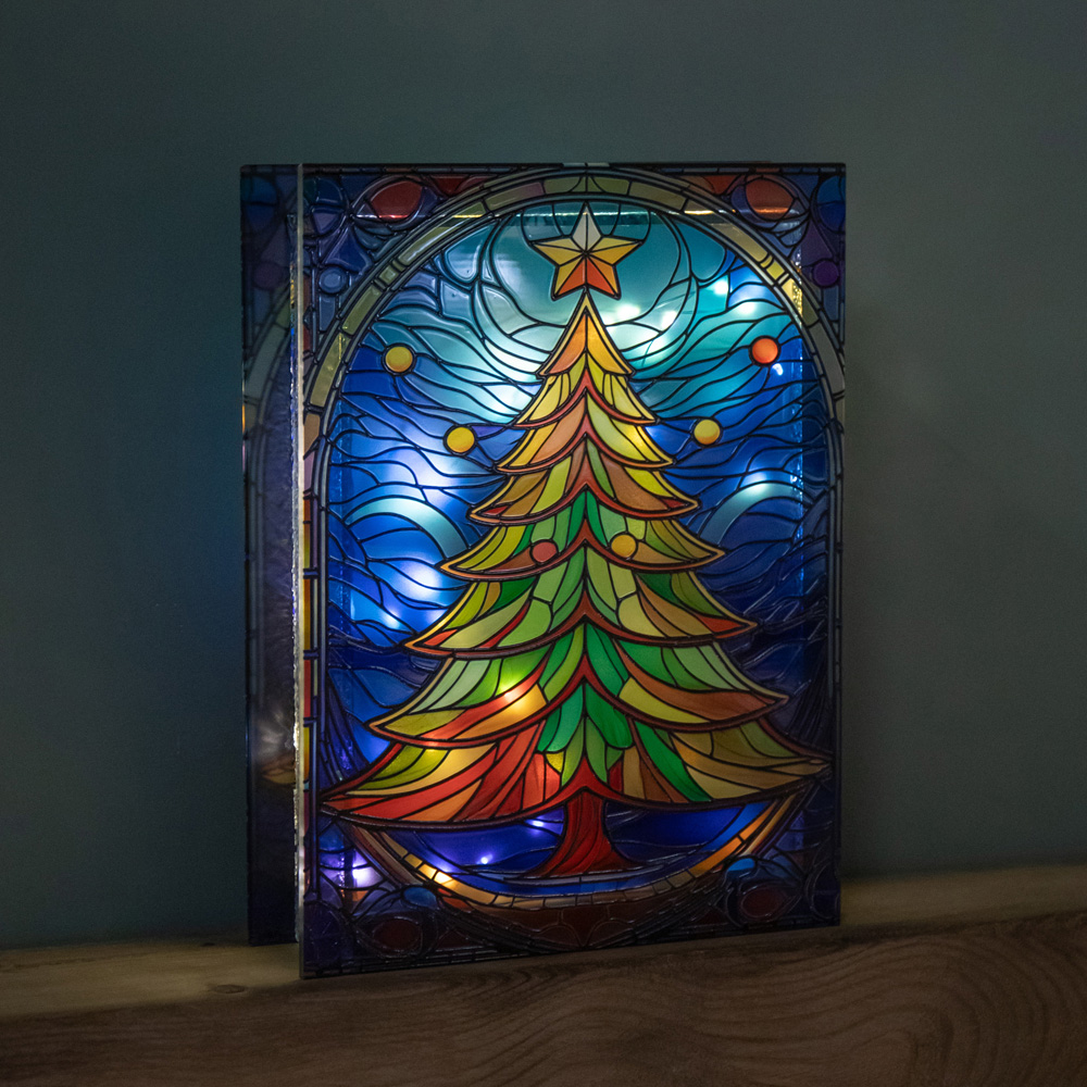 Samuel Alexander LED Stained Glass Christmas Tree Decoration 28cm Image 3