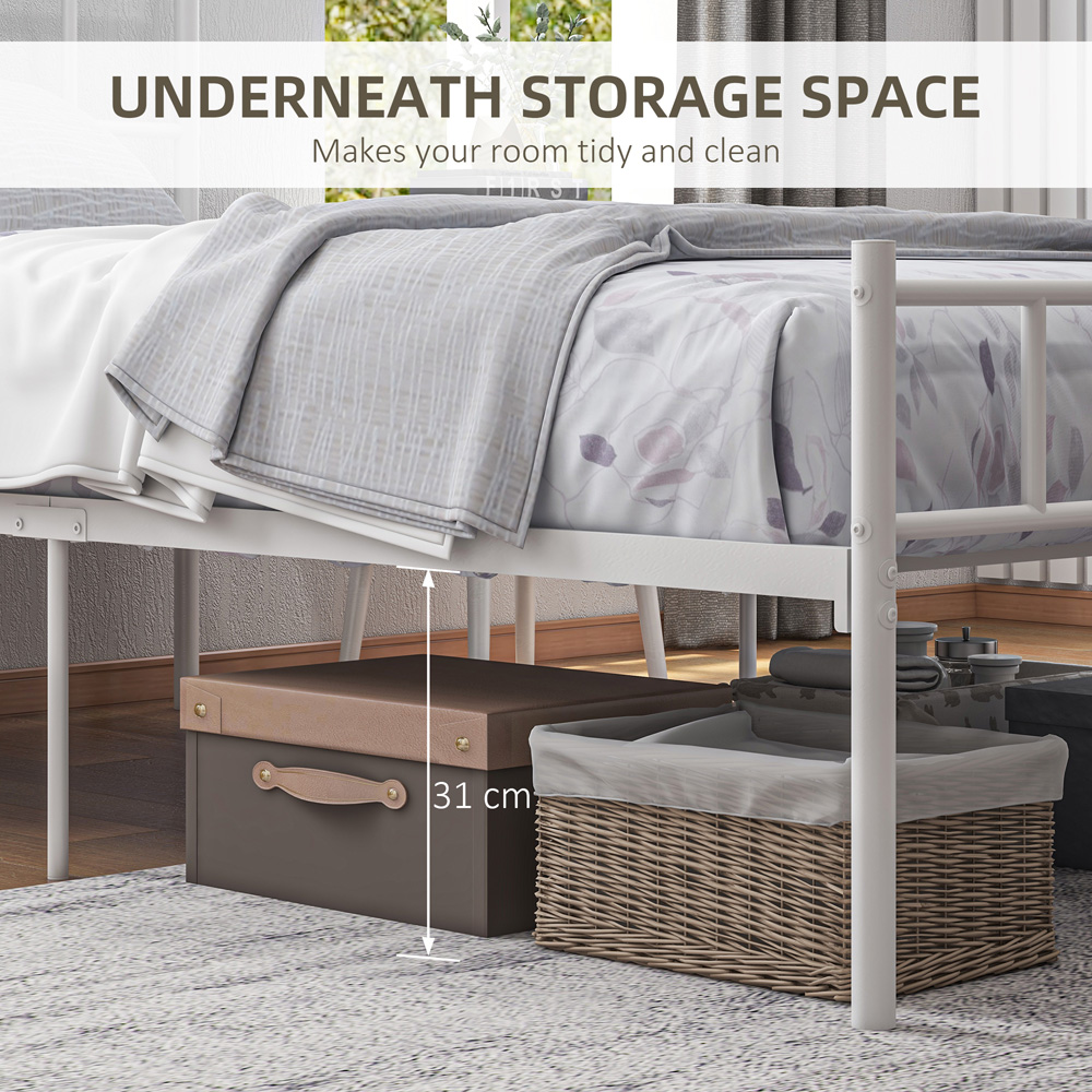 Portland Single White Metal Bed Frame Image 5