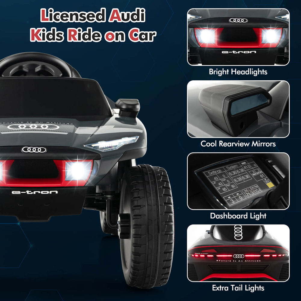 Costway Grey Licensed Audi Kids Ride On E-tron Racing Car with Remote Control Image 7