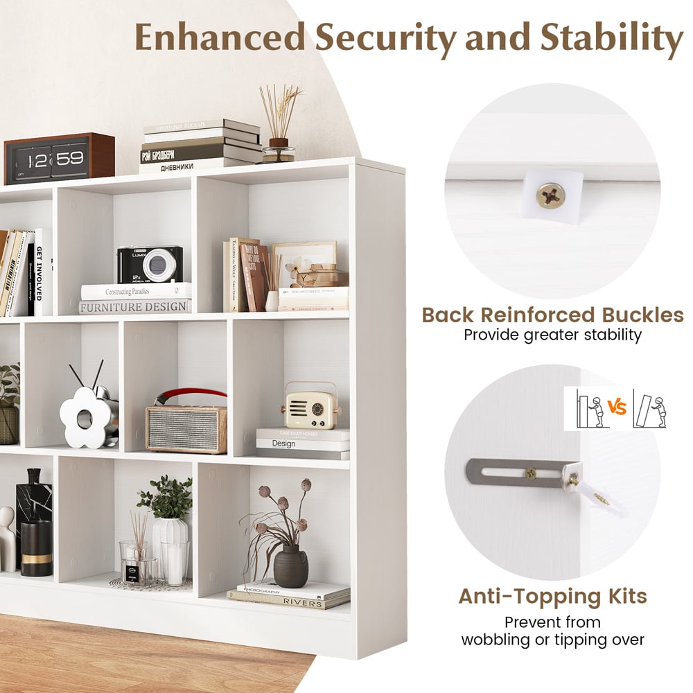 Costway 10 Cube White Bookshelf Image 6