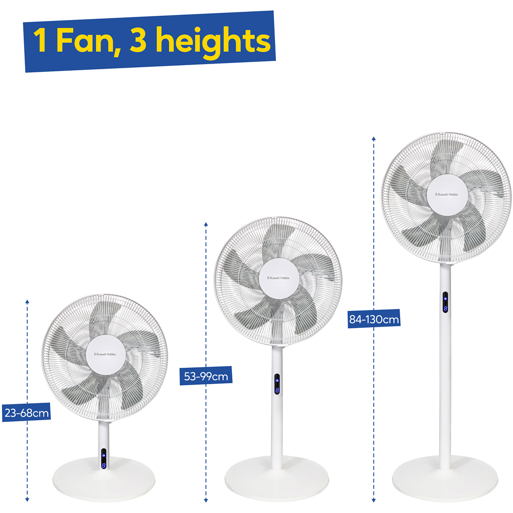 Russell Hobbs 3-in-1 White Adjustable Height Pedestal Fan with Remote Image 9