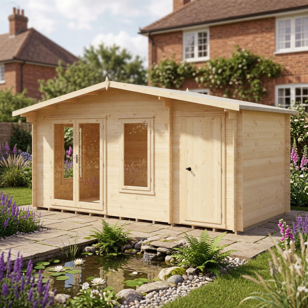 Shire Bourne 16 x 8ft Apex Garden Log Cabin Image 2