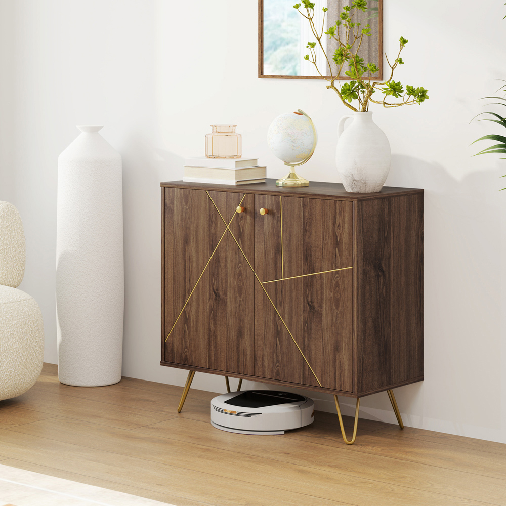 HOMCOM Brown Kitchen Sideboard Storage Cabinet Image 4