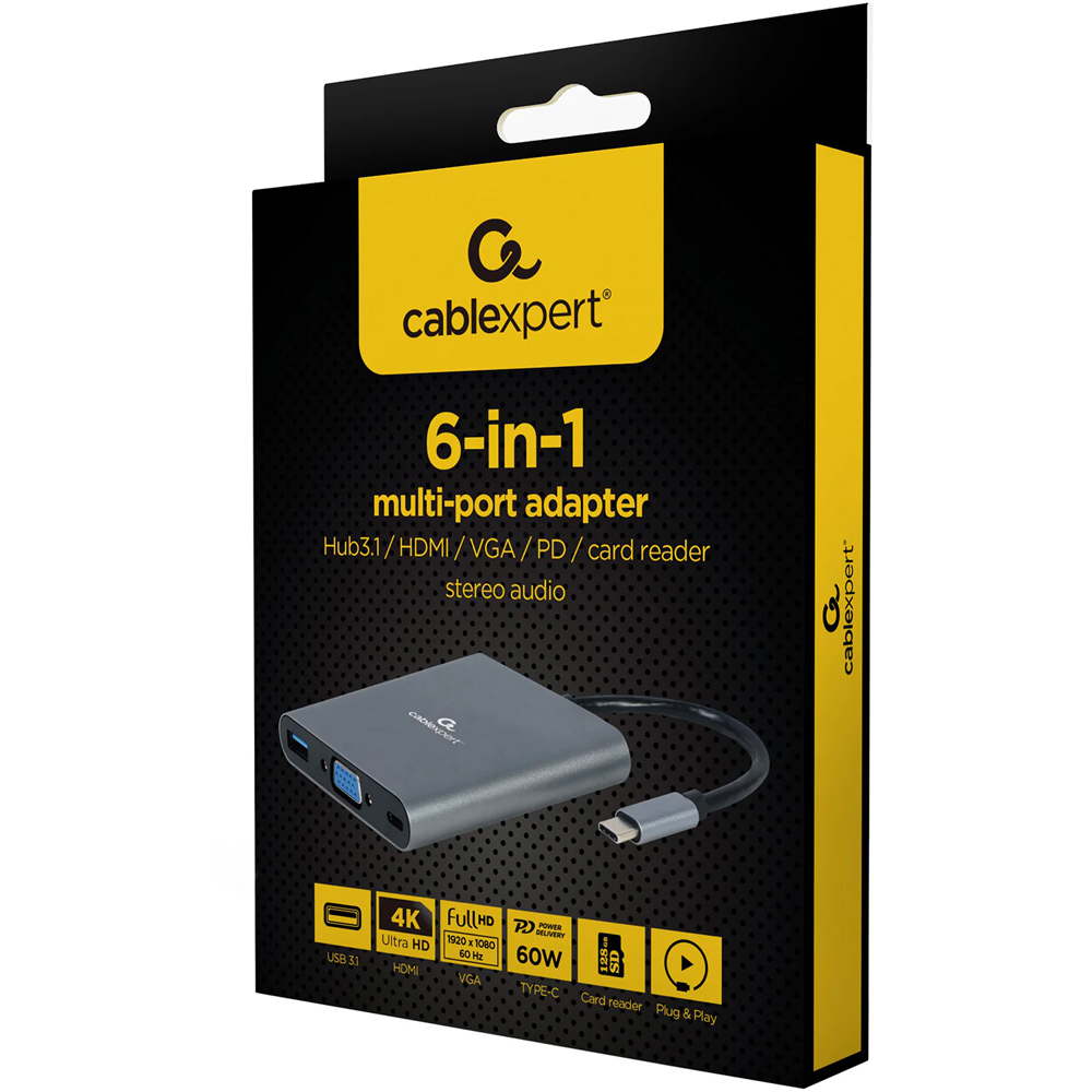 Cablexpert USB Type C 6 in 1 Multi-Port Adapter Image 2