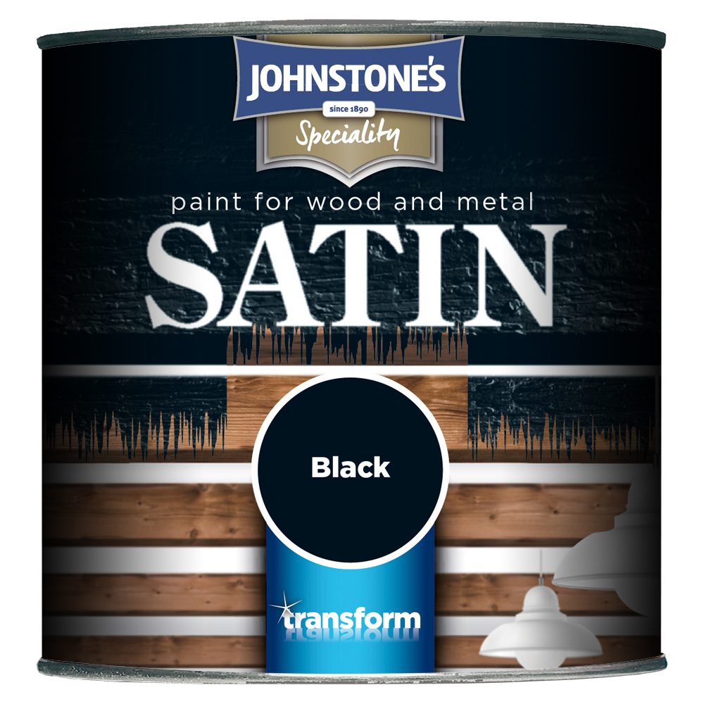 Johnstone's Wood and Metal Black Satin Paint 750ml Image 2